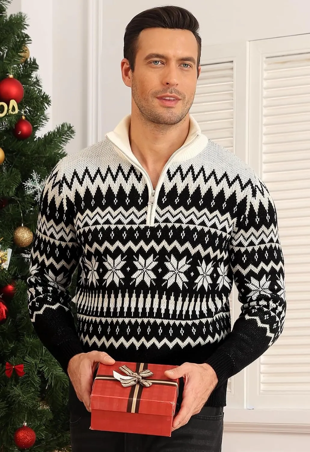 Aiyino Men's Halloween Christmas Knitted Pullover Sweater Warm Long Sleeve Polo Sweaters