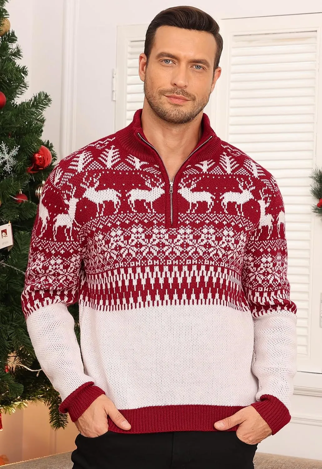 Aiyino Men's Halloween Christmas Knitted Pullover Sweater Warm Long Sleeve Polo Sweaters