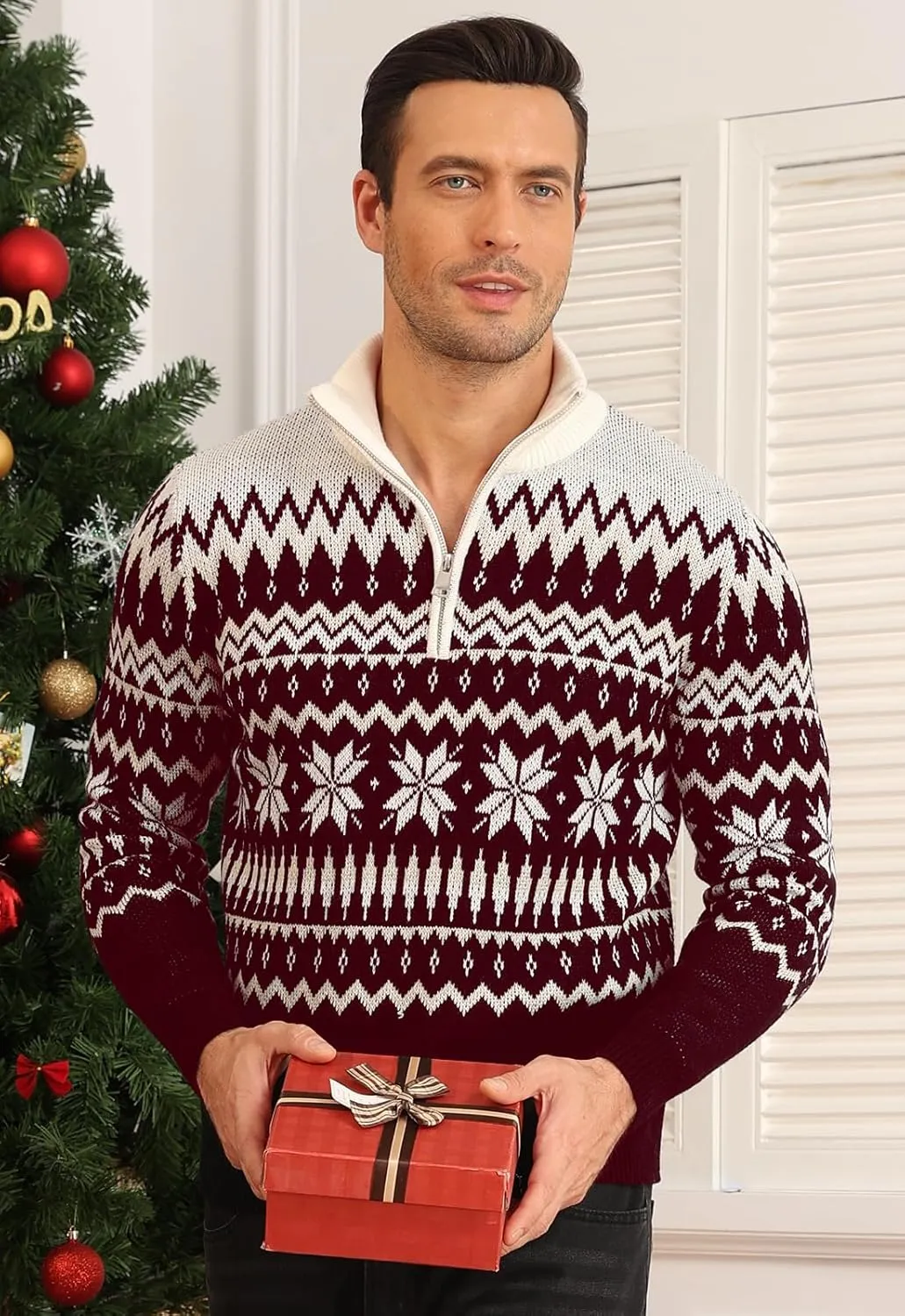 Aiyino Men's Halloween Christmas Knitted Pullover Sweater Warm Long Sleeve Polo Sweaters