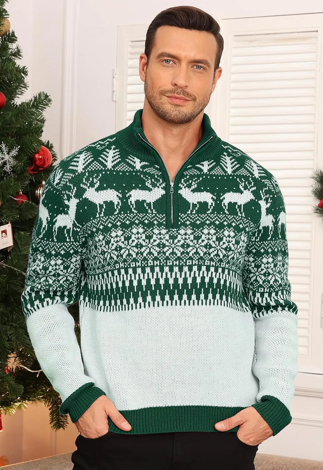 Aiyino Men's Halloween Christmas Knitted Pullover Sweater Warm Long Sleeve Polo Sweaters