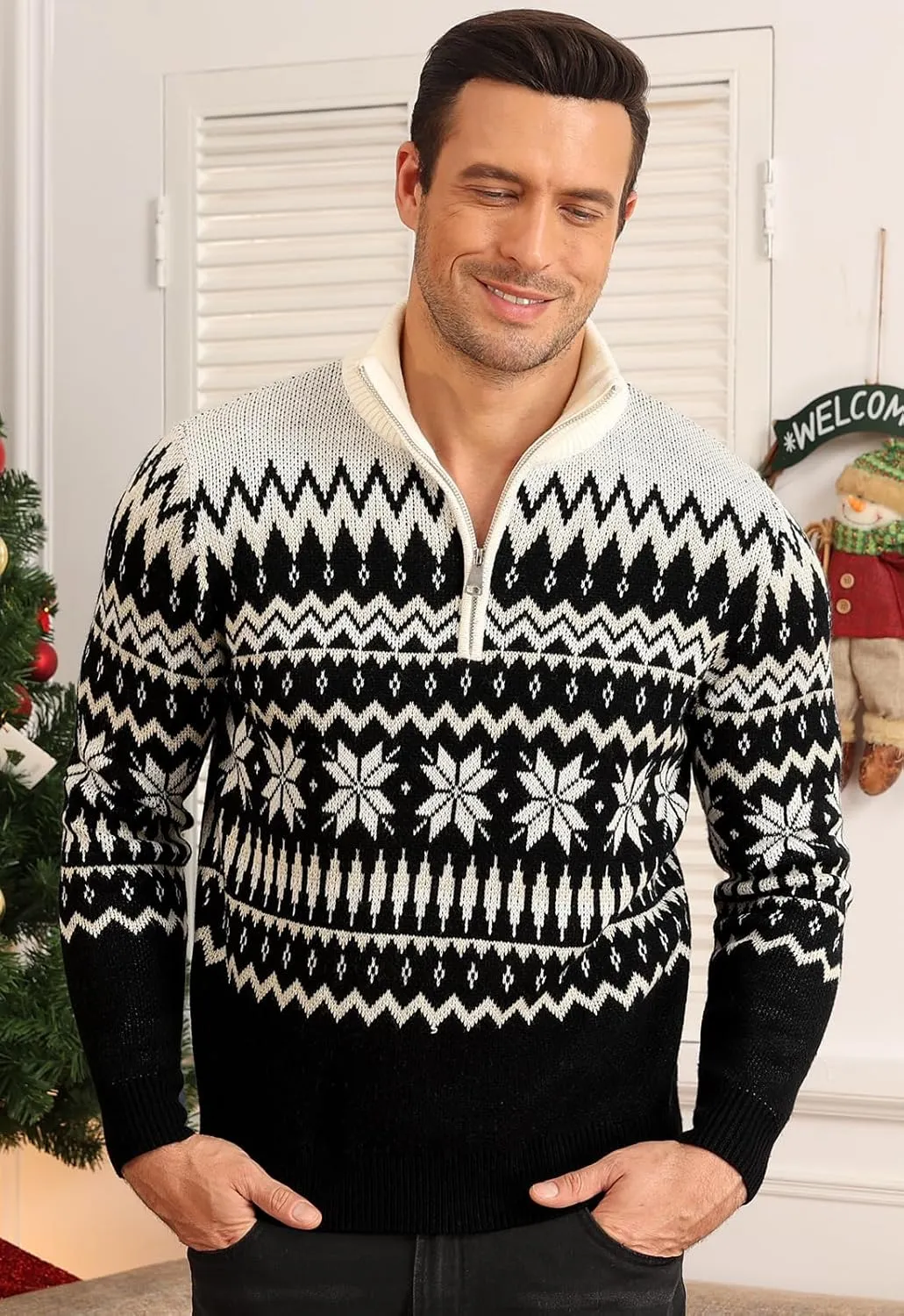Aiyino Men's Halloween Christmas Knitted Pullover Sweater Warm Long Sleeve Polo Sweaters