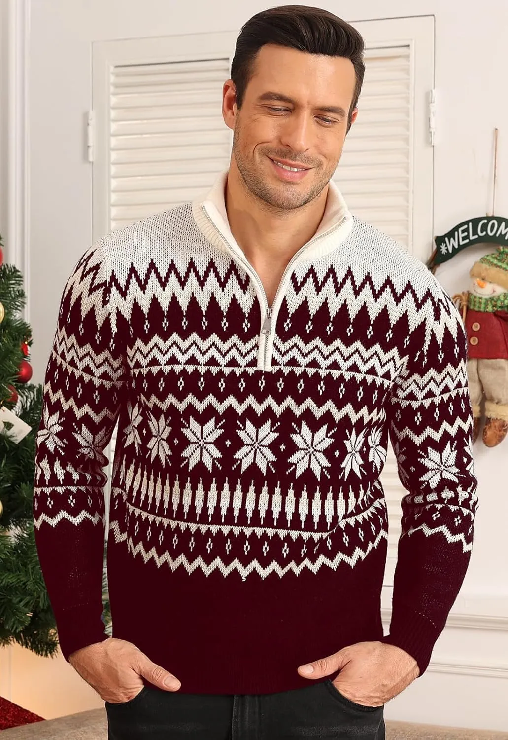 Aiyino Men's Halloween Christmas Knitted Pullover Sweater Warm Long Sleeve Polo Sweaters