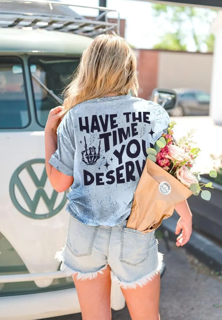 ASTANFY Oversized Tshirts for Women: Deserve Day Shirt Funny Skeleton Shirts Casual Oversized Graphic Tees Tops