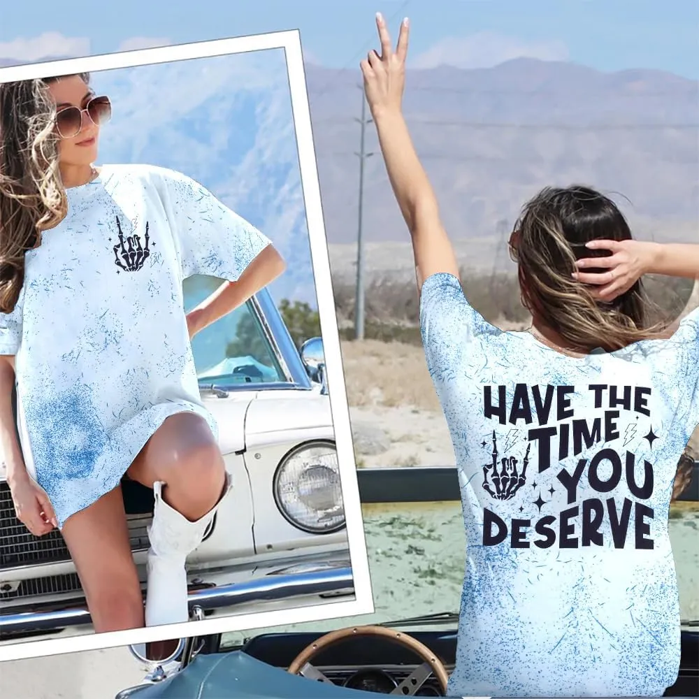 ASTANFY Oversized Tshirts for Women: Deserve Day Shirt Funny Skeleton Shirts Casual Oversized Graphic Tees Tops