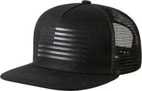 Baseball Cap, Snapback Trucker Hat for Men & Women with American Flag and Adjustable, Breathable Mesh, Flat Bill Hats