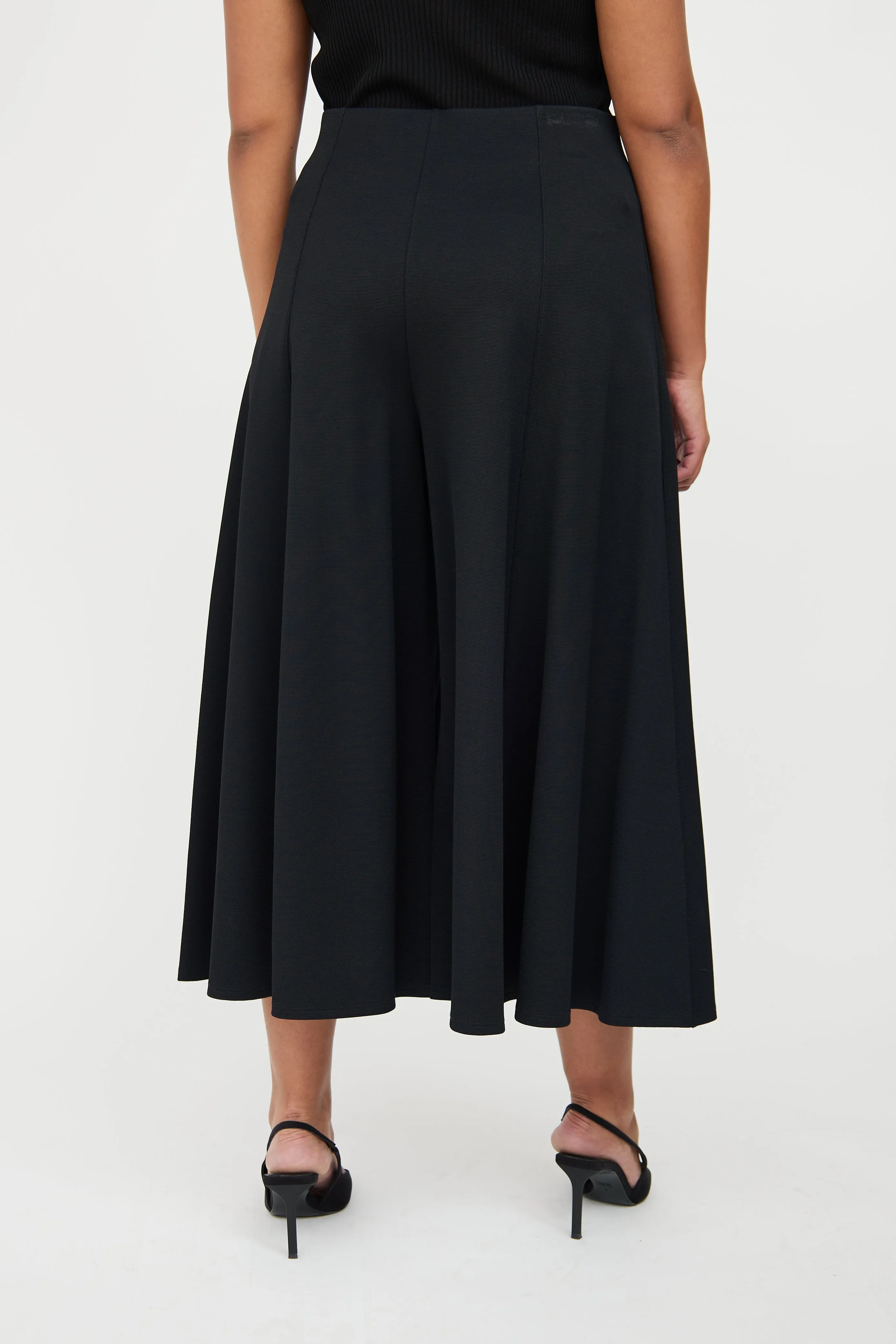 Black Cropped Culotte Pant