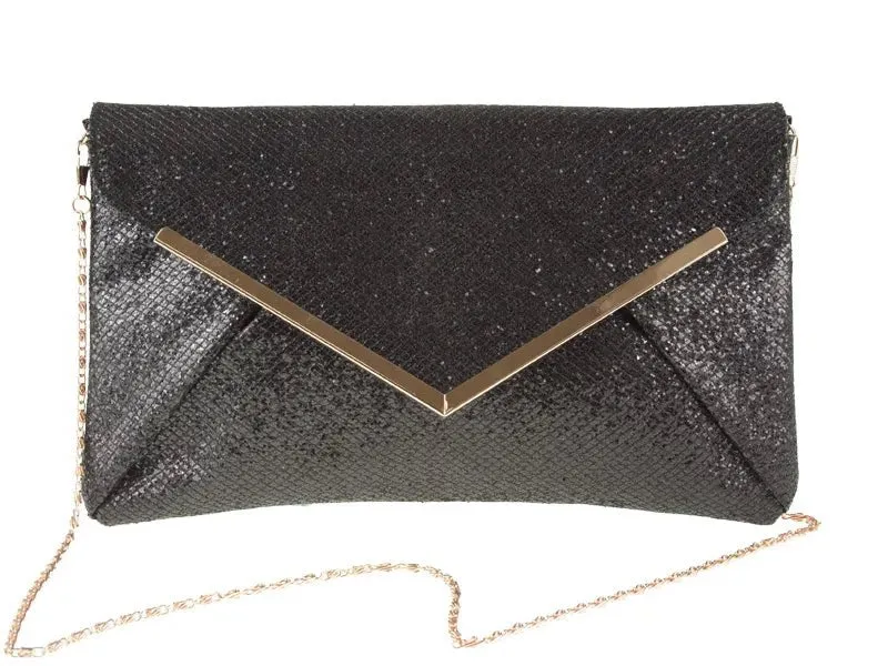 Black Glitter Clutch Bag