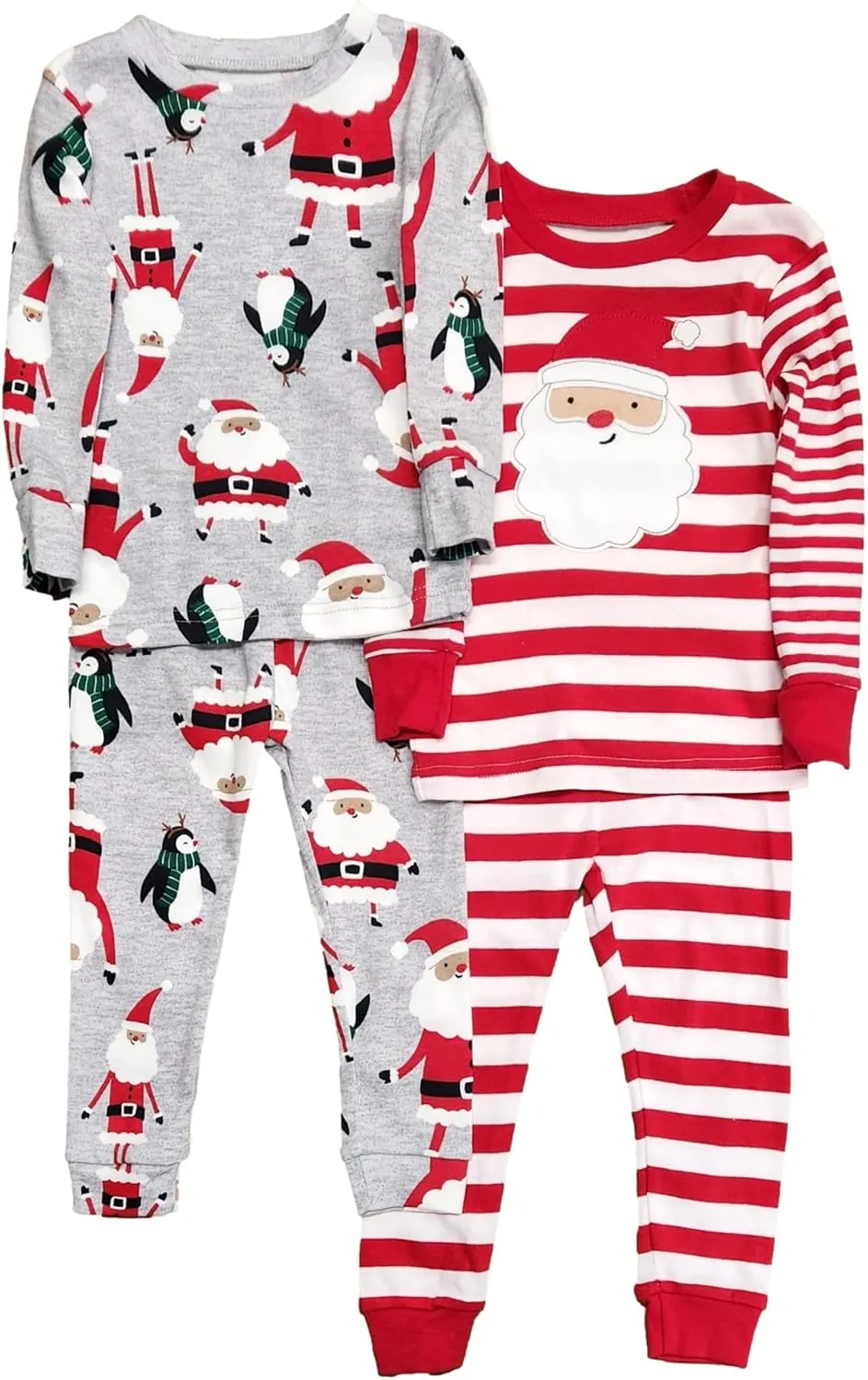 Carter's Infant Boys Gray Santa & Red Stripe Christmas Pajama Set 18M