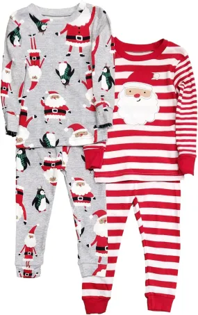 Carter's Infant Boys Gray Santa & Red Stripe Christmas Pajama Set 18M