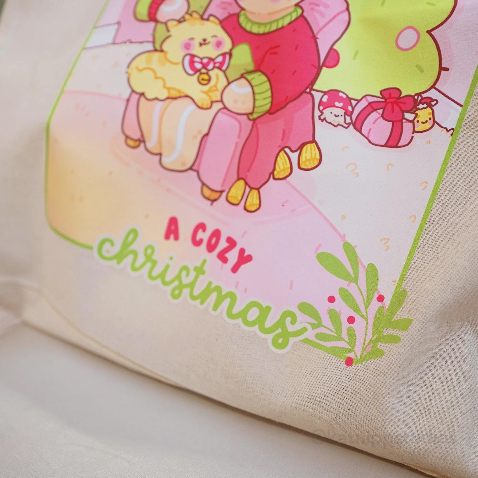 Gingie & Spice Christmas Tote Bag | Cozy Holiday Scene with Festive Friends | Eco-Friendly Accessory