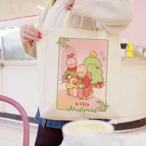 Gingie & Spice Christmas Tote Bag | Cozy Holiday Scene with Festive Friends | Eco-Friendly Accessory