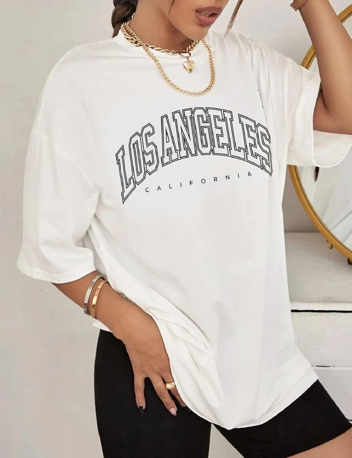 Graphic Tees for Women Casual Loose Fit Womens Tops Oversized Crew Neck T Shirts Summer Trendy Short Sleeve T-Shirt