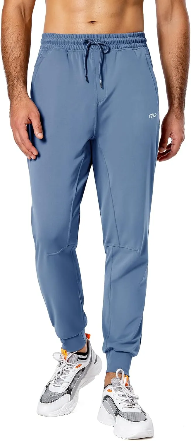 Hugut Men's Sweatpants Lightweight with Zipper Pockets Tapered Joggers Athletic Track Pants for Workout Running Training
