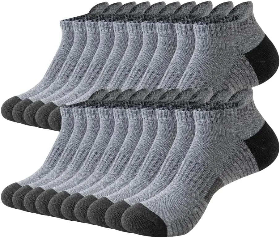 JOYNÉE 10 Pairs Mens Athletic Running Ankle Socks Cushioned Breathable Low Cut Sports Tab Socks for Men,Sock Size 10-13