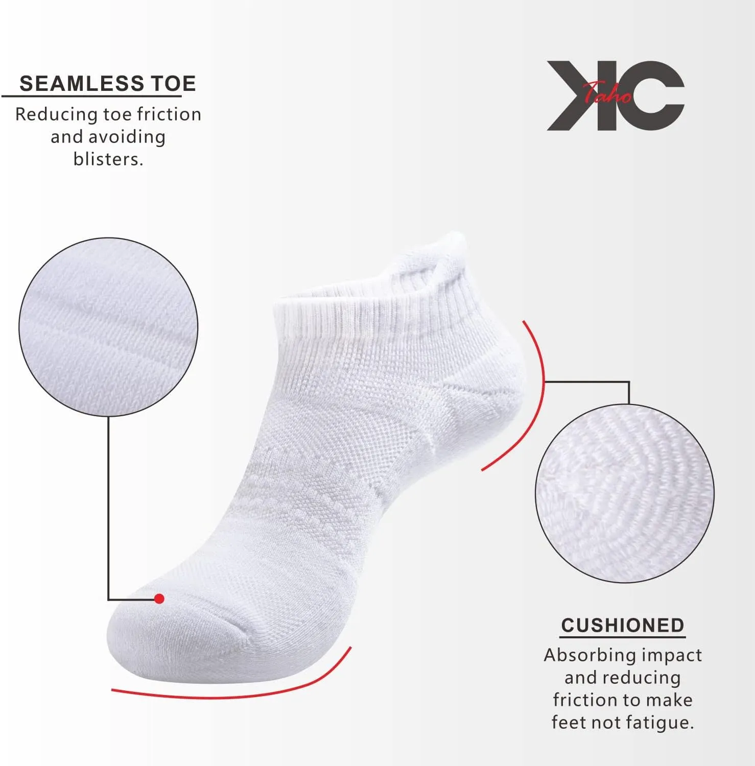 Men's Performance Athletic Running Socks 6/8 Pairs Arch Support Cushioned Cotton Low Cut Sports Ankle Sock