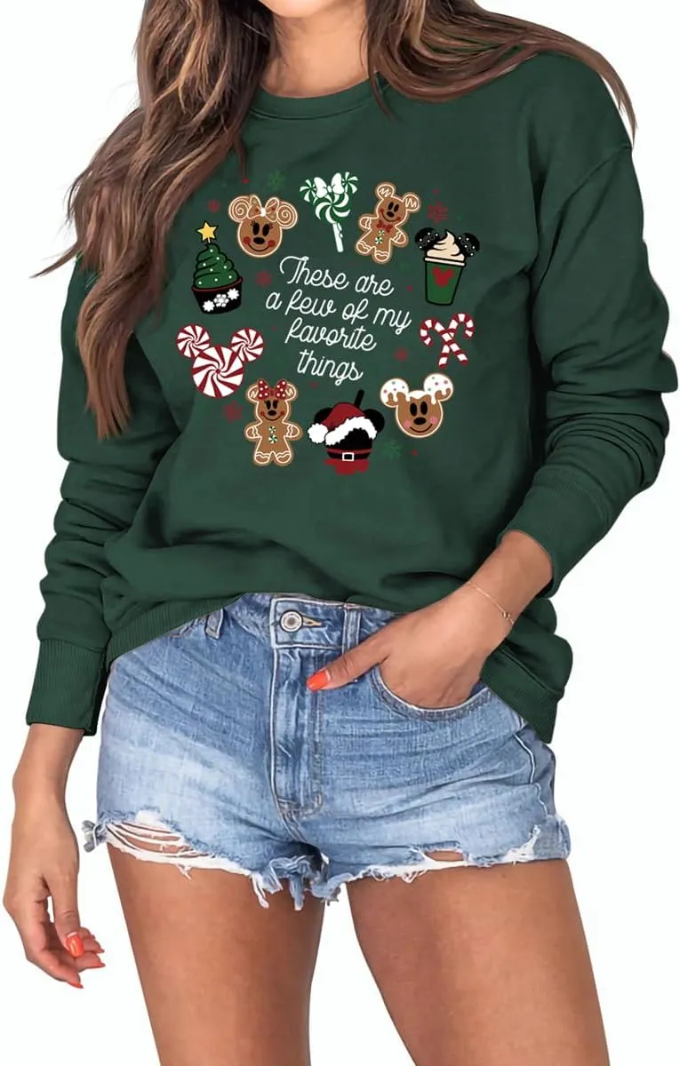 Merry Christmas Sweatshirts for Women Funny Christmas Doodles Sweatshirt Holiday Xmas Sweaters