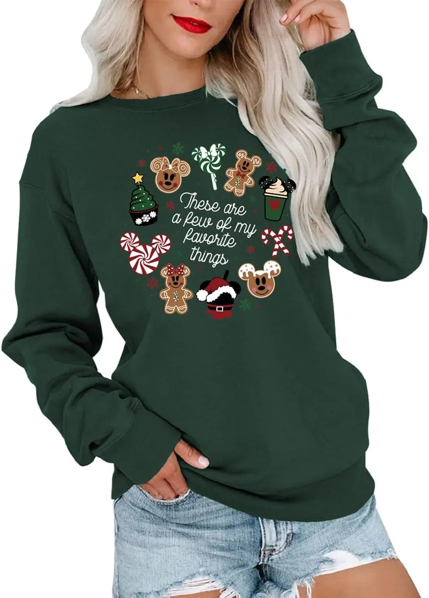 Merry Christmas Sweatshirts for Women Funny Christmas Doodles Sweatshirt Holiday Xmas Sweaters