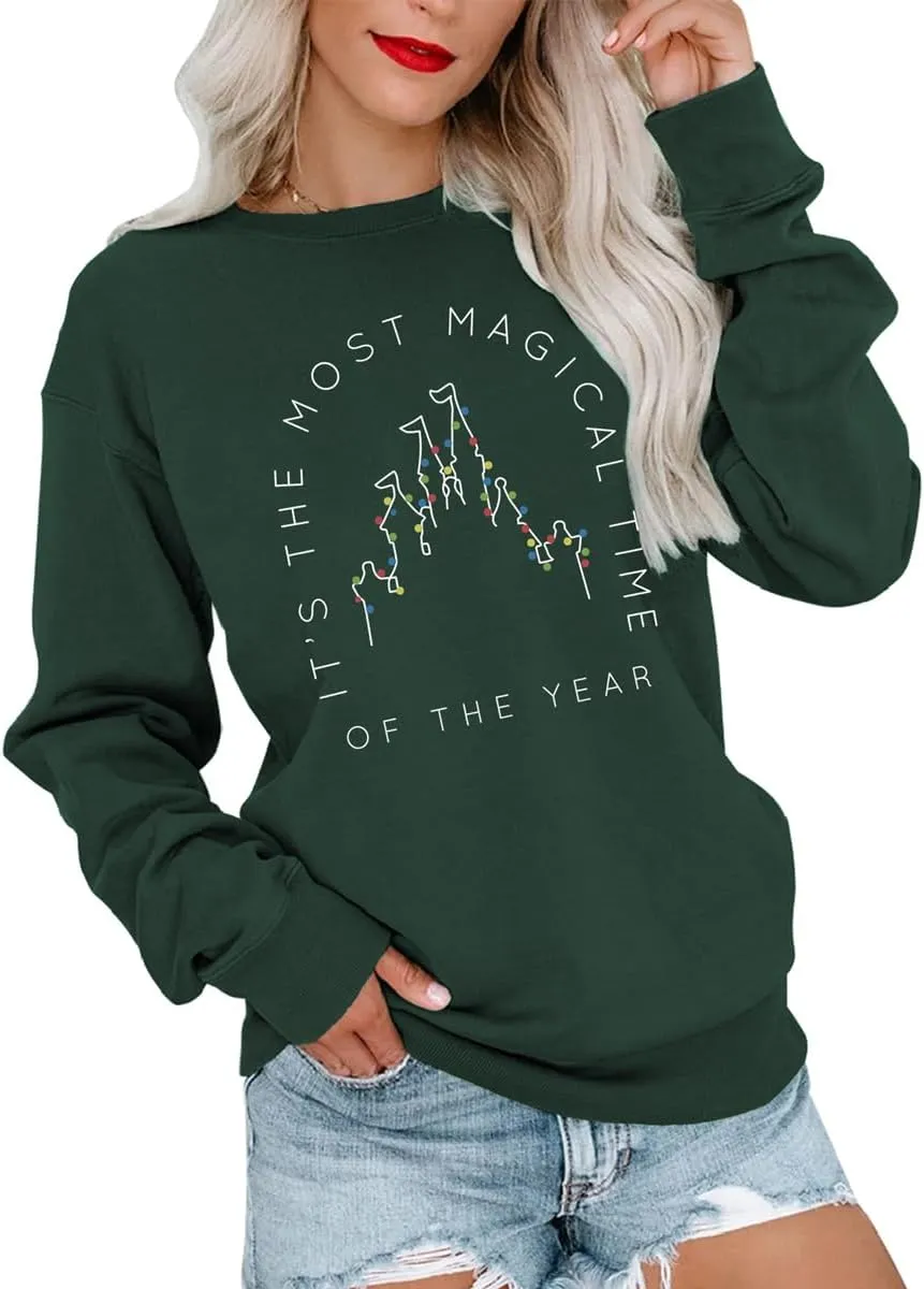 Merry Christmas Sweatshirts for Women Funny Christmas Doodles Sweatshirt Holiday Xmas Sweaters