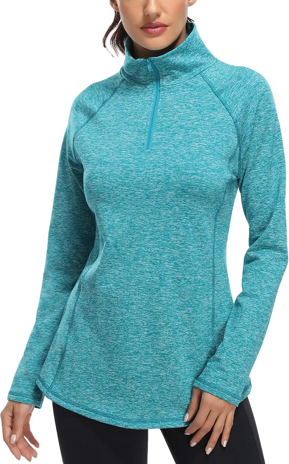 Miusey Womens Quarter Zip Running Pullover Jackets Long Sleeve Workout Tops (PRIME)