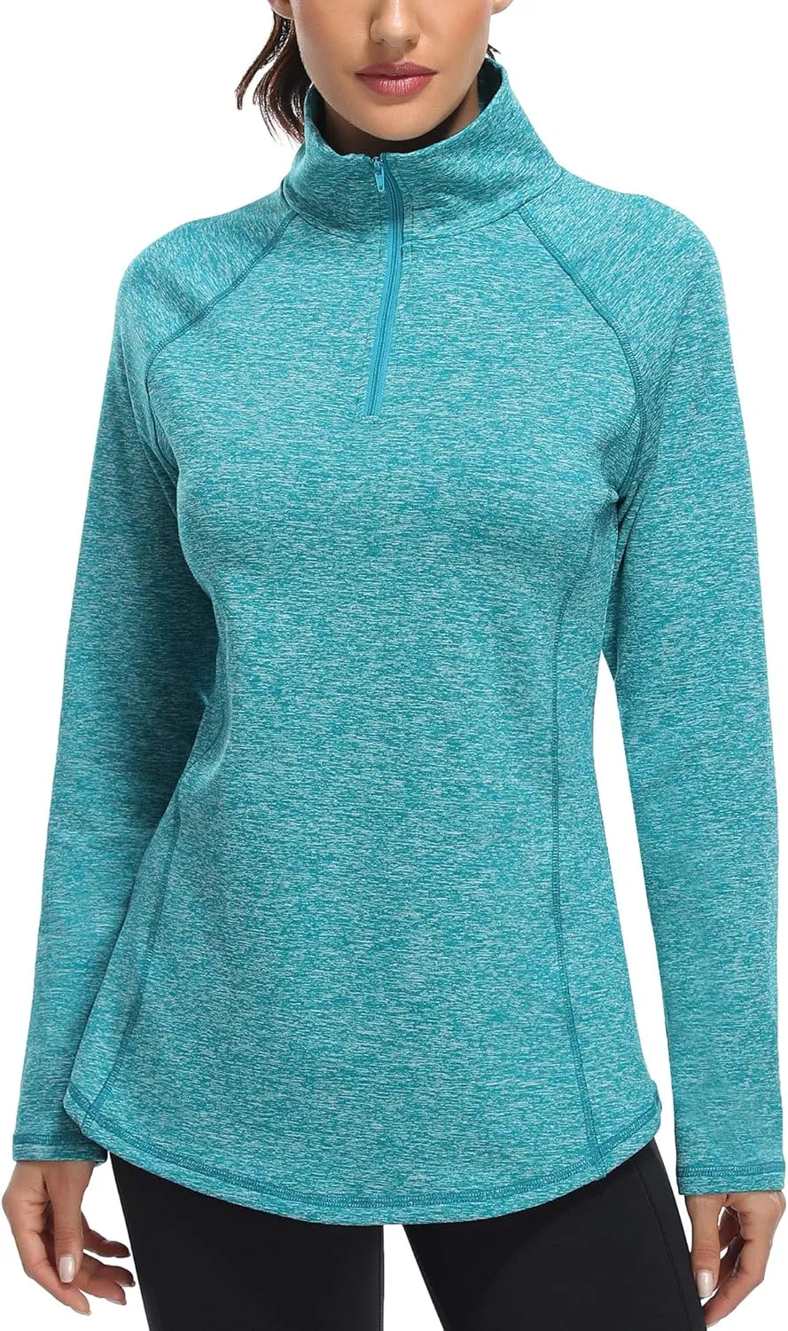 Miusey Womens Quarter Zip Running Pullover Jackets Long Sleeve Workout Tops (PRIME)