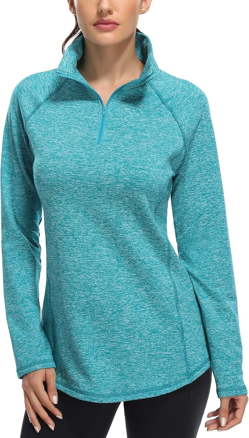 Miusey Womens Quarter Zip Running Pullover Jackets Long Sleeve Workout Tops (PRIME)