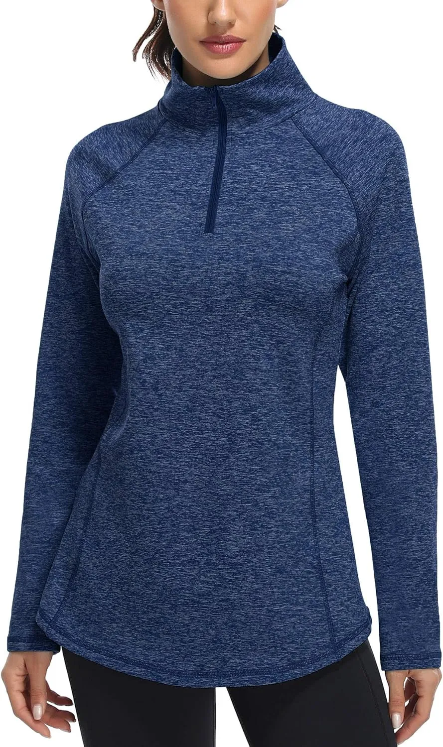 Miusey Womens Quarter Zip Running Pullover Jackets Long Sleeve Workout Tops (PRIME)