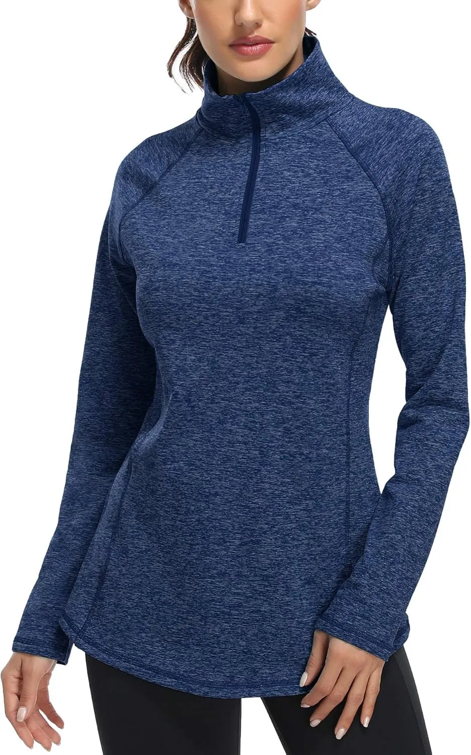 Miusey Womens Quarter Zip Running Pullover Jackets Long Sleeve Workout Tops (PRIME)