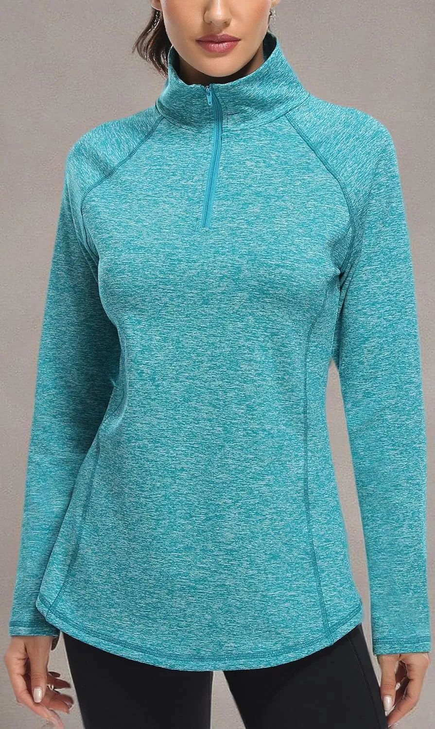 Miusey Womens Quarter Zip Running Pullover Jackets Long Sleeve Workout Tops (PRIME)