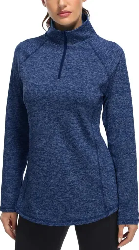 Miusey Womens Quarter Zip Running Pullover Jackets Long Sleeve Workout Tops (PRIME)