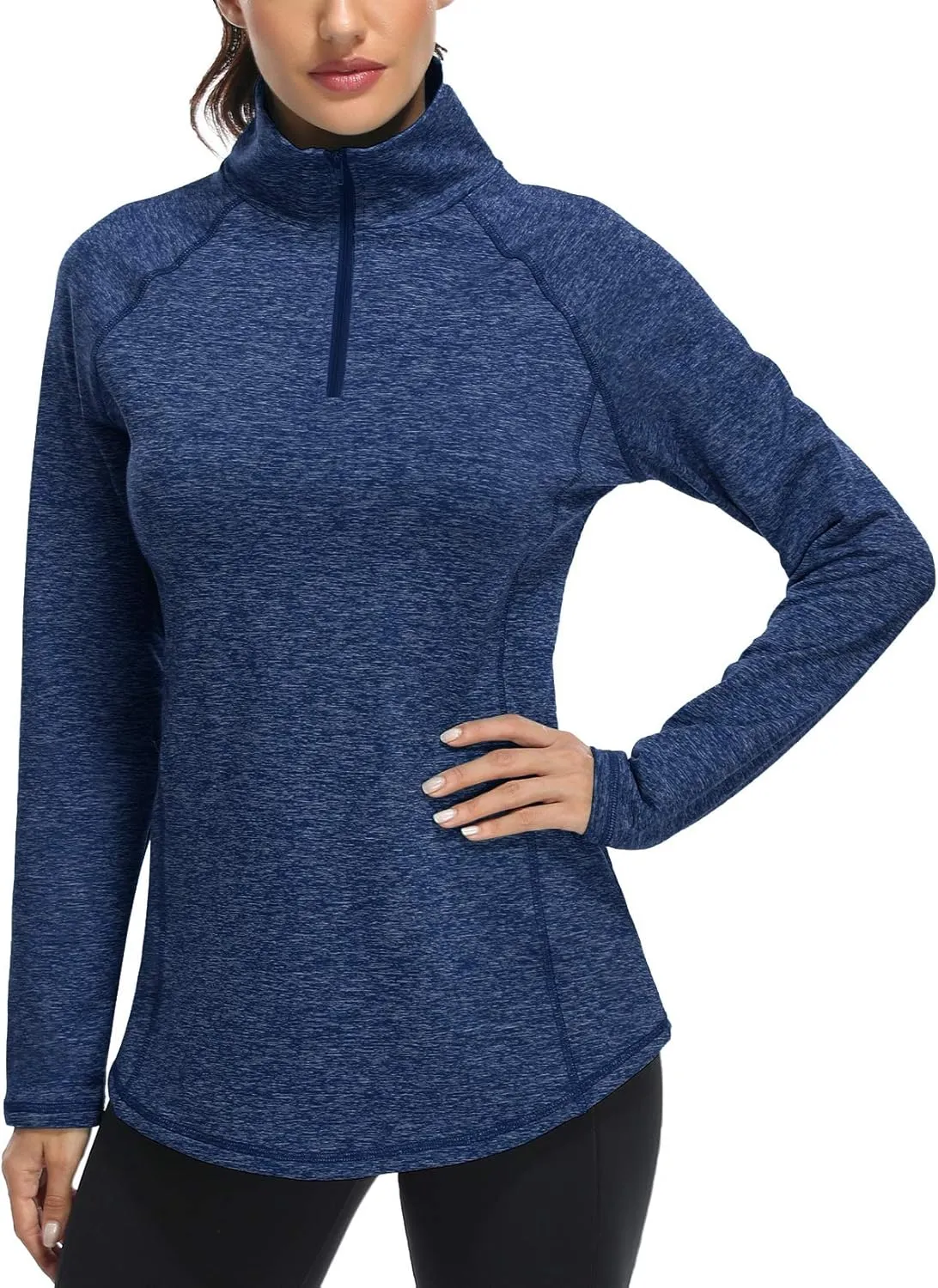 Miusey Womens Quarter Zip Running Pullover Jackets Long Sleeve Workout Tops (PRIME)