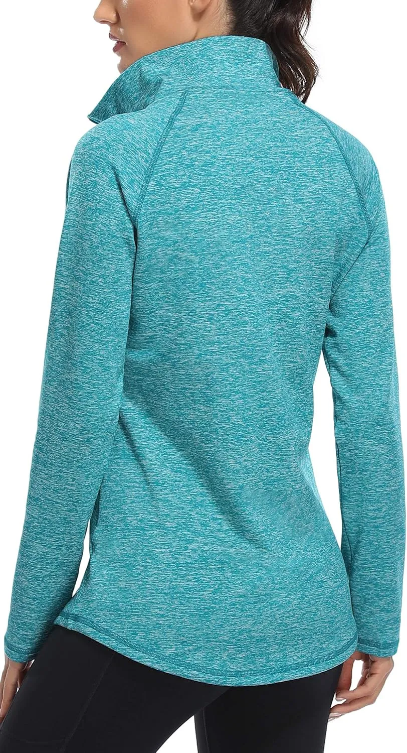Miusey Womens Quarter Zip Running Pullover Jackets Long Sleeve Workout Tops (PRIME)