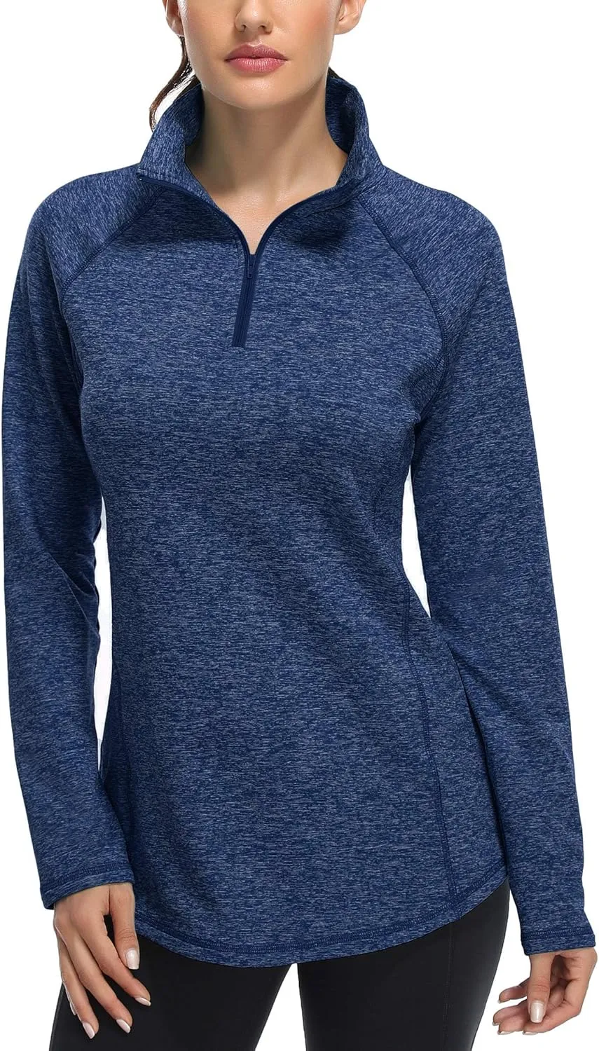Miusey Womens Quarter Zip Running Pullover Jackets Long Sleeve Workout Tops (PRIME)