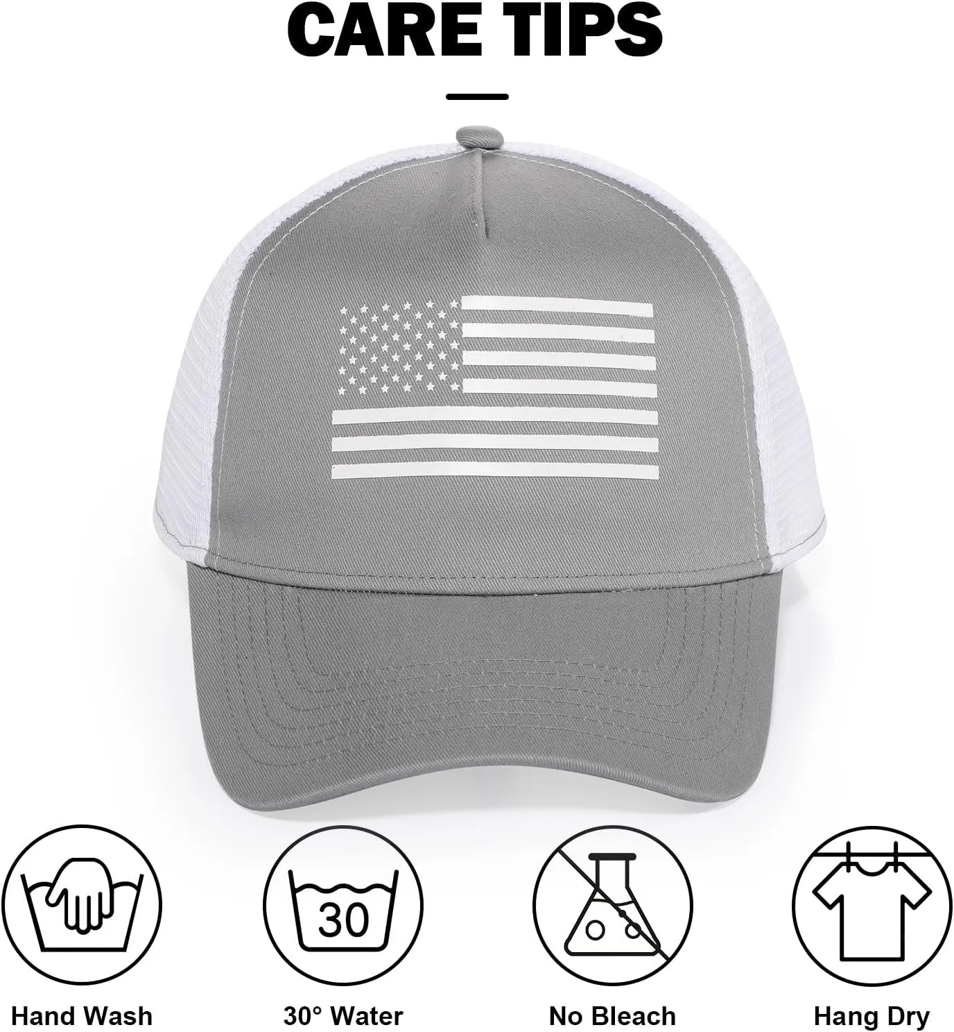 Oversize XXL American Flag Trucker Hat - Adjustable 23"-25.5" Baseball Cap - 3D Embossed Logo Mesh Snapback Hat