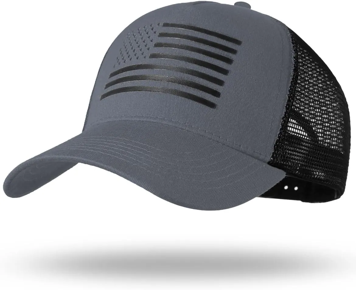 Oversize XXL American Flag Trucker Hat - Adjustable 23"-25.5" Baseball Cap - 3D Embossed Logo Mesh Snapback Hat