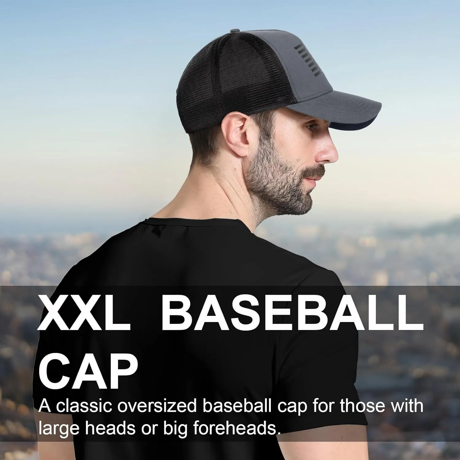 Oversize XXL American Flag Trucker Hat - Adjustable 23"-25.5" Baseball Cap - 3D Embossed Logo Mesh Snapback Hat