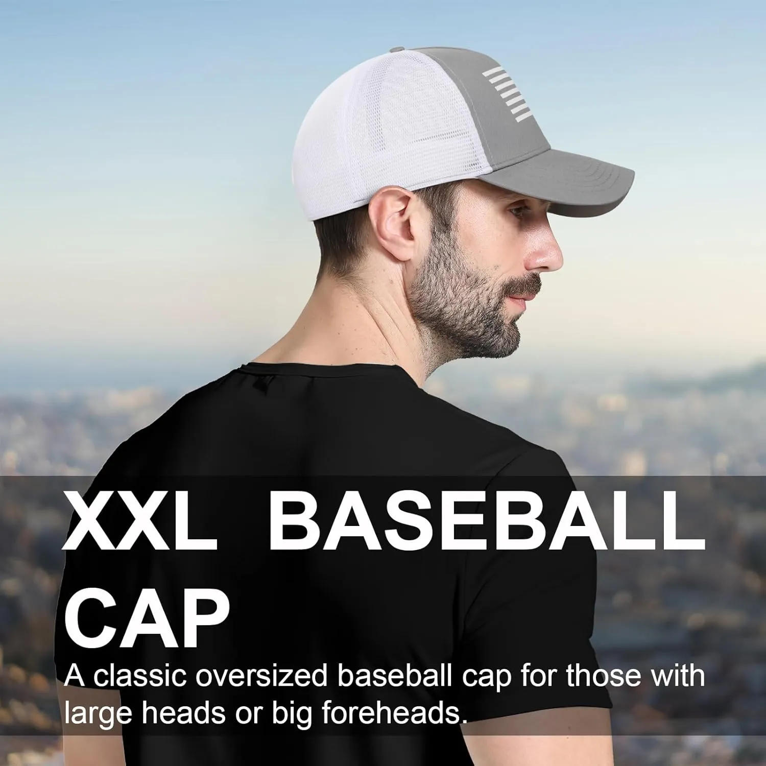 Oversize XXL American Flag Trucker Hat - Adjustable 23"-25.5" Baseball Cap - 3D Embossed Logo Mesh Snapback Hat