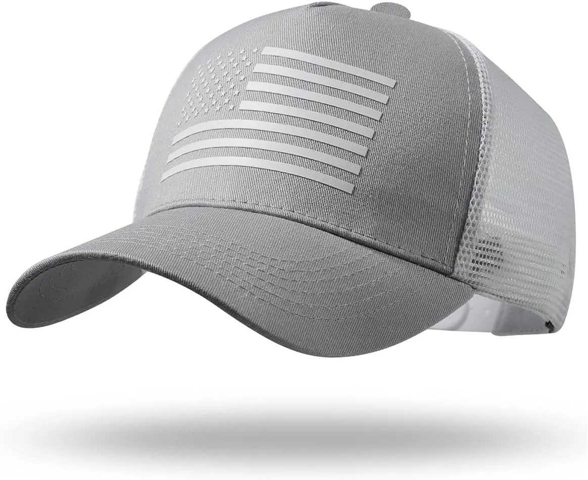 Oversize XXL American Flag Trucker Hat - Adjustable 23"-25.5" Baseball Cap - 3D Embossed Logo Mesh Snapback Hat