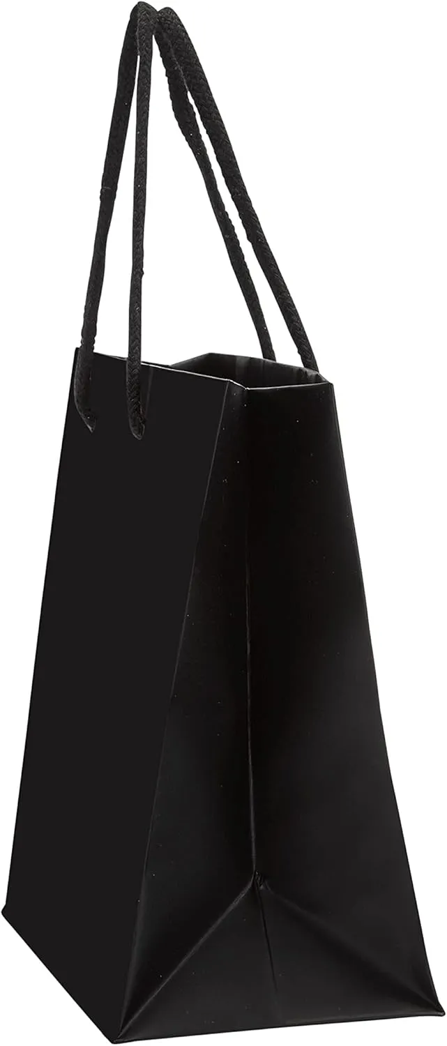 PTP BAGS Black Matte 9" x 3.5" x 7" Euro Tote Bags [Pack of 100] Reusable Paper Gift Euro Tote