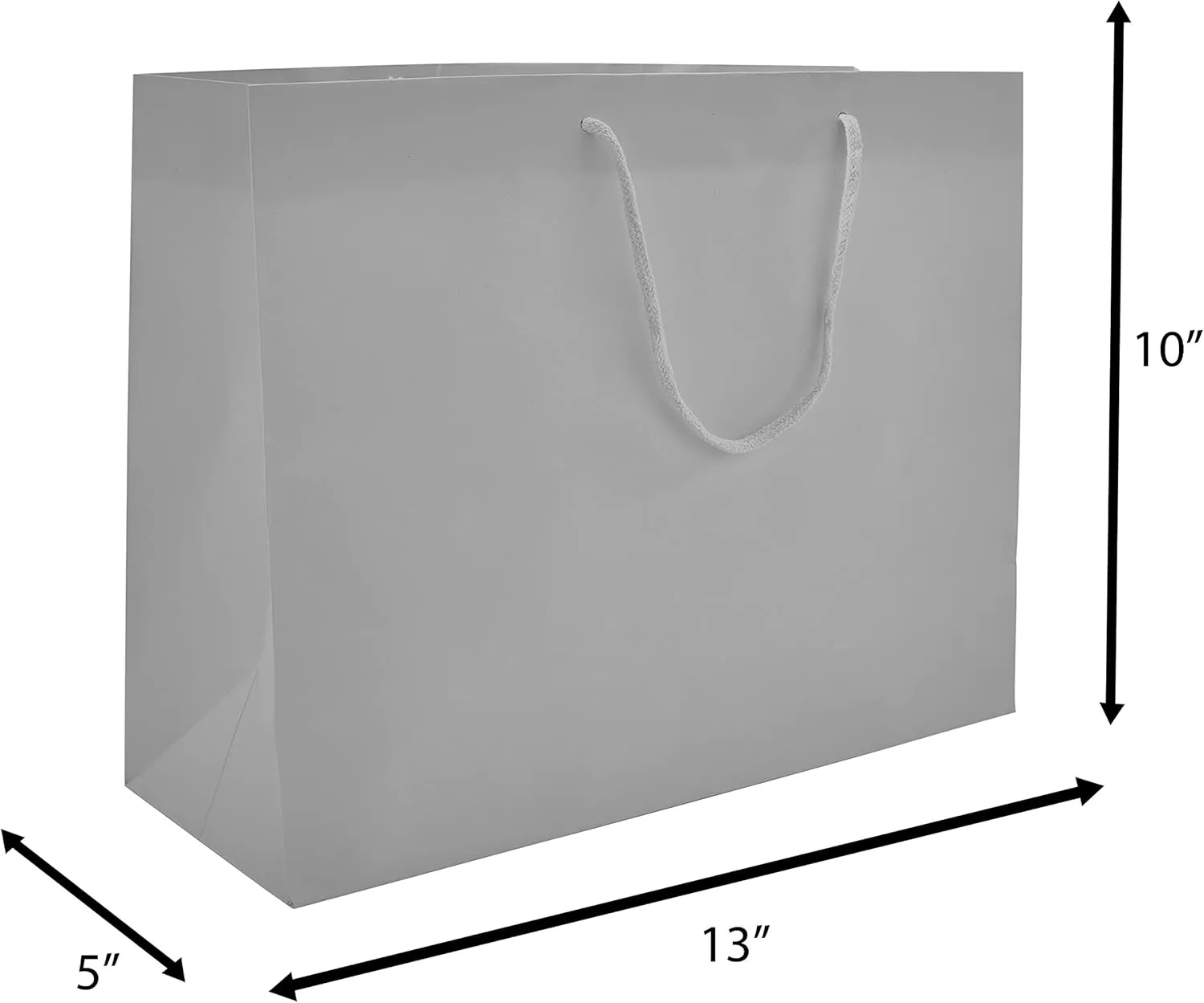 PTP BAGS Silver Gloss 13" x 5" x 10" Euro Tote Bags [Pack of 100] Reusable Paper Gift Euro Tote