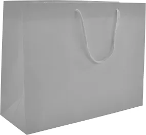 PTP BAGS Silver Gloss 13" x 5" x 10" Euro Tote Bags [Pack of 100] Reusable Paper Gift Euro Tote