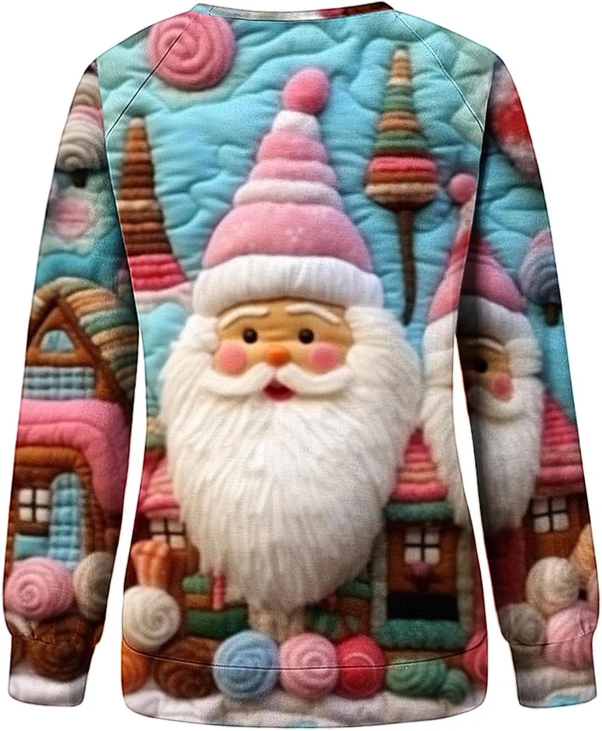 SMIDOW Women Ugly Christmas Sweatshirts 3D Digital Print Novelty Pullover Tops Funny Santa Xmas Tree Graphic Holiday Outfits