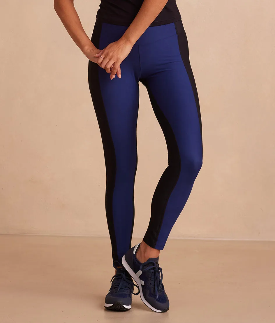 The Colorblocked High Rise 7/8 Legging - Baltic & Sea Urchin