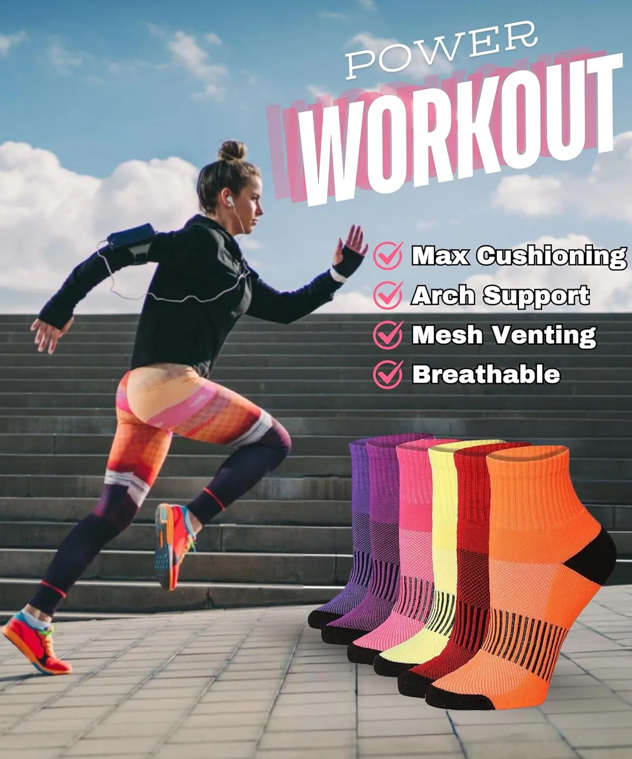 Tipi Toe Women's 12-Pairs Running & Athletic Sports Performance Ankle/Quarter Socks