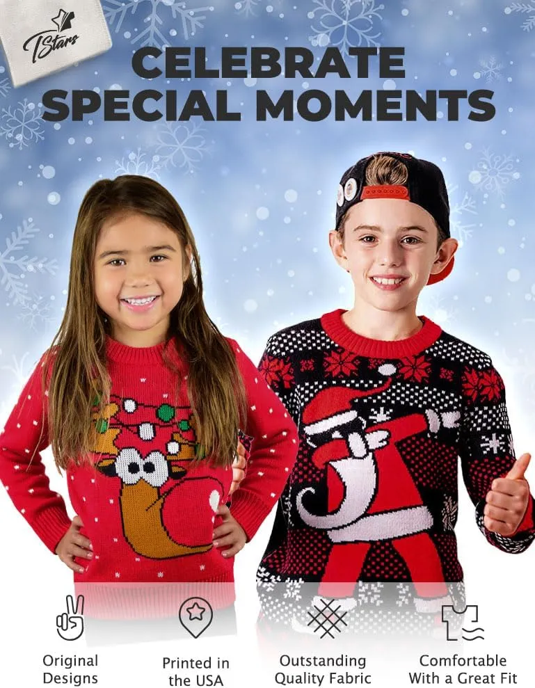 Tstars Construction Tractors & Bulldozers Boys Ugly Christmas Sweater Xmas Toddler Kids Sweaters