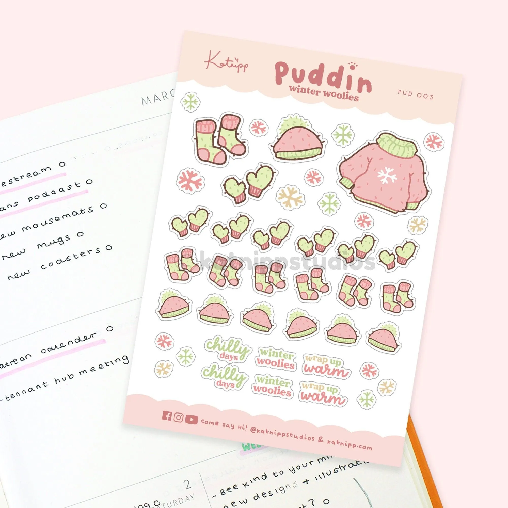 Winter Woolies Sticker Sheet | Kawaii Planner Stickers | Cozy Reminder Stickers | Pastel Winter Decor | PUD 003