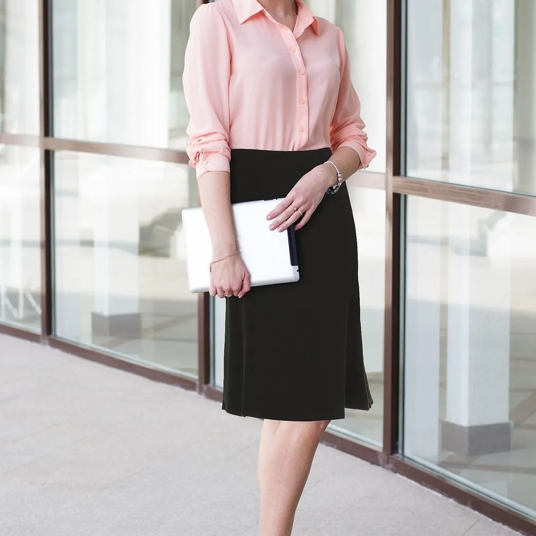 Women’s A-Line Circle Skater Knee Length Skirt- Elastic Waist Business Office Skirt