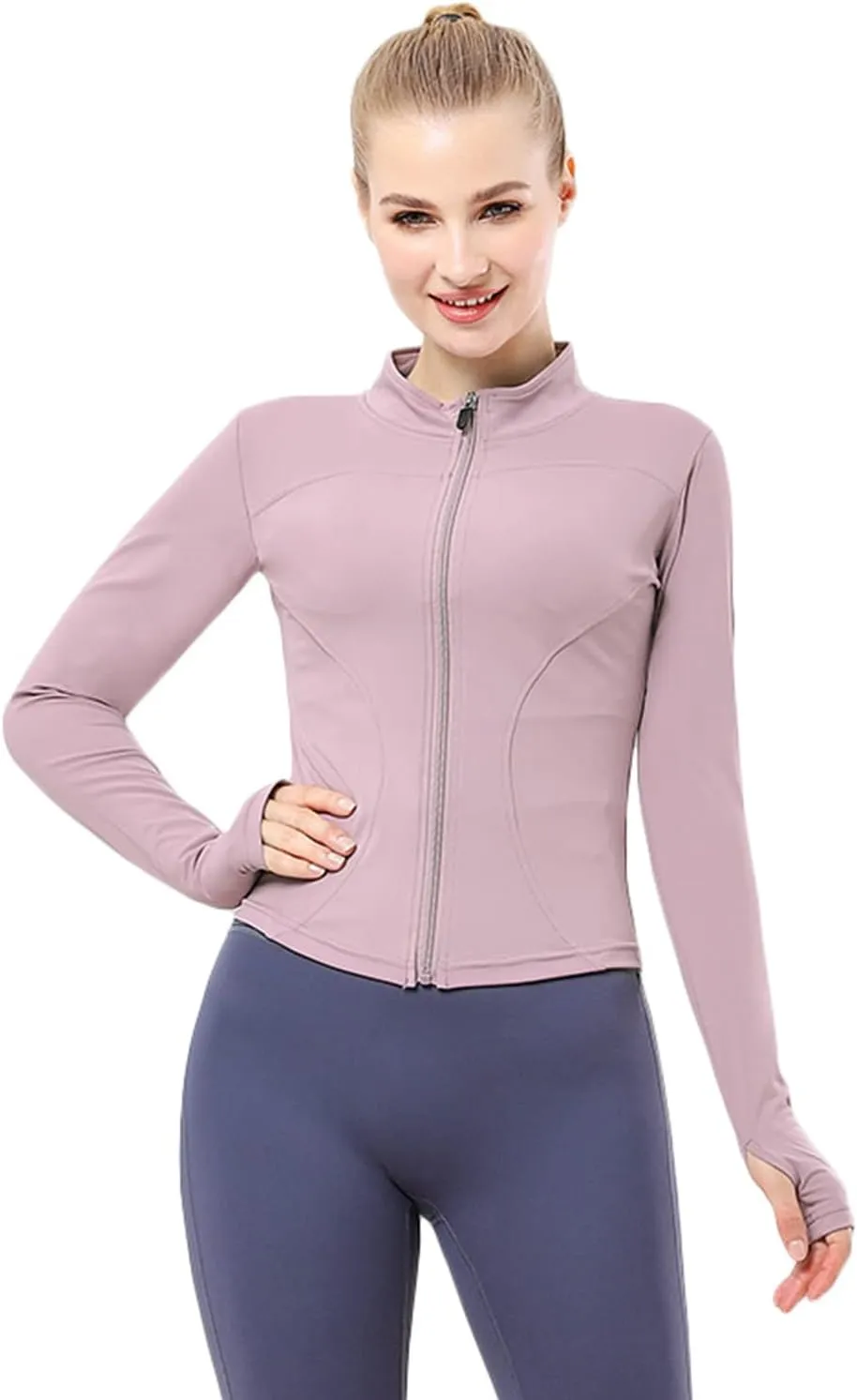 YICHEN Women's Running Track Jacket, Women's Workout Yoga Jacket Long Sleeve Slim Fit Yoga Sports Running Tops with Full Zip