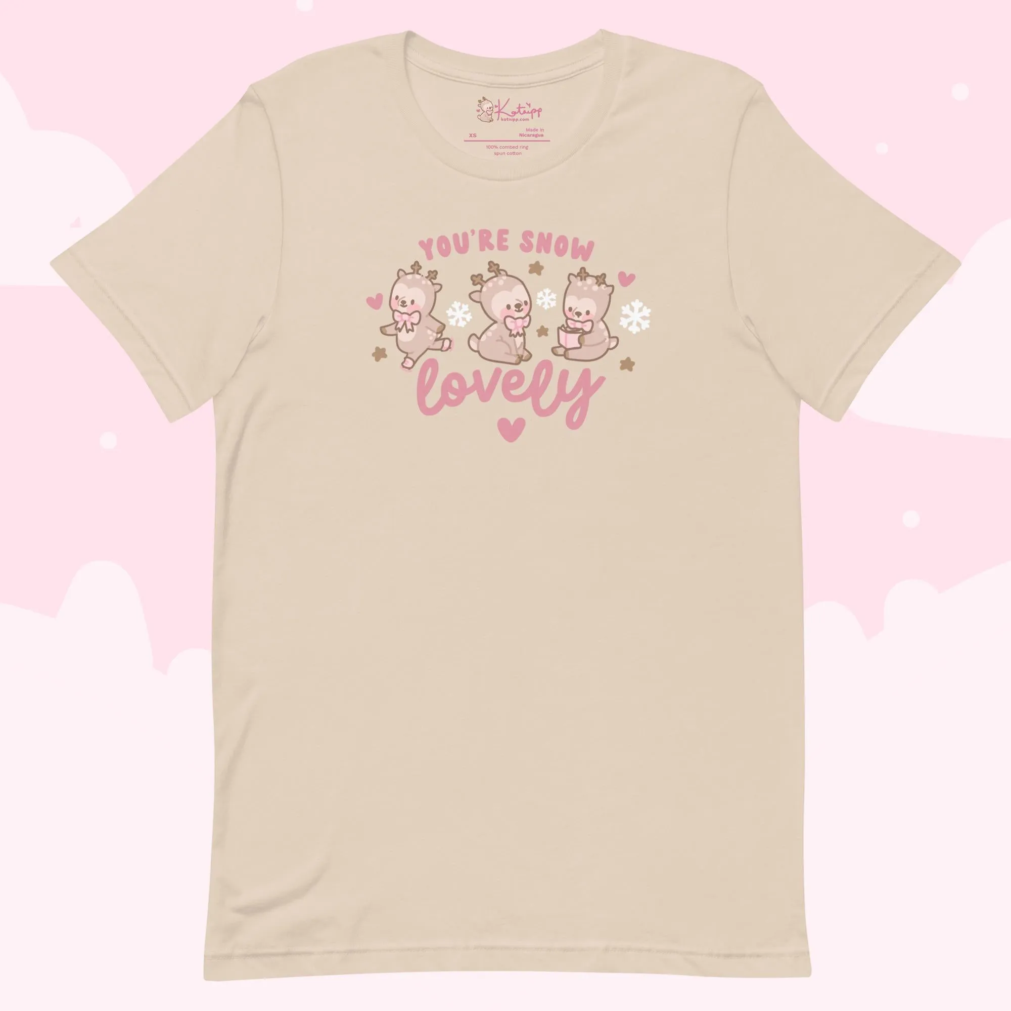 You're Snow Lovely Kawaii Reindeer Christmas T-Shirt | Cute Holiday Graphic Tee for Winter