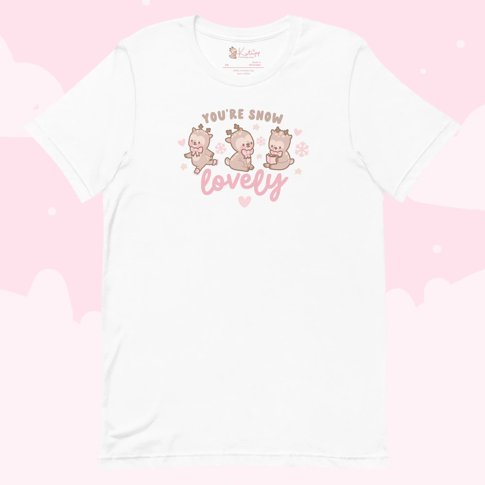 You're Snow Lovely Kawaii Reindeer Christmas T-Shirt | Cute Holiday Graphic Tee for Winter