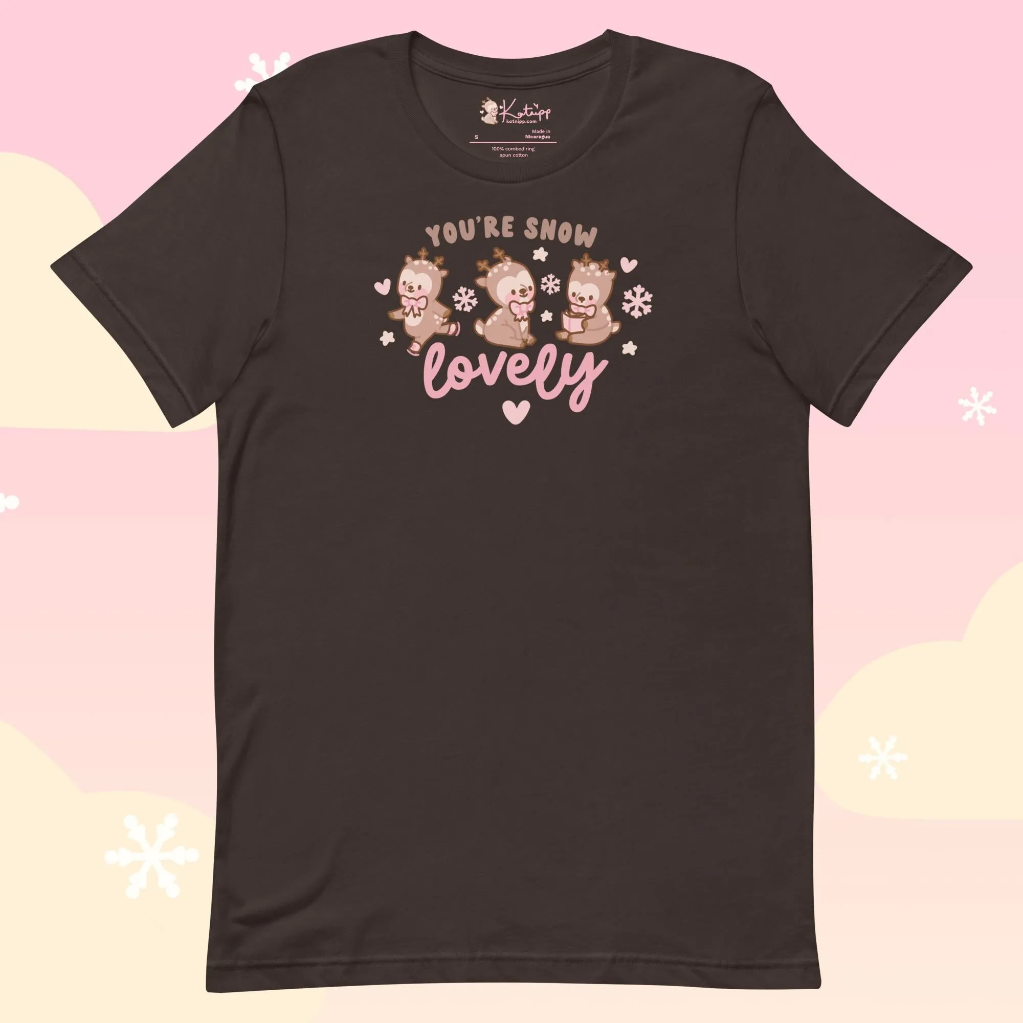 You're Snow Lovely Kawaii Reindeer Christmas T-Shirt | Cute Holiday Graphic Tee for Winter